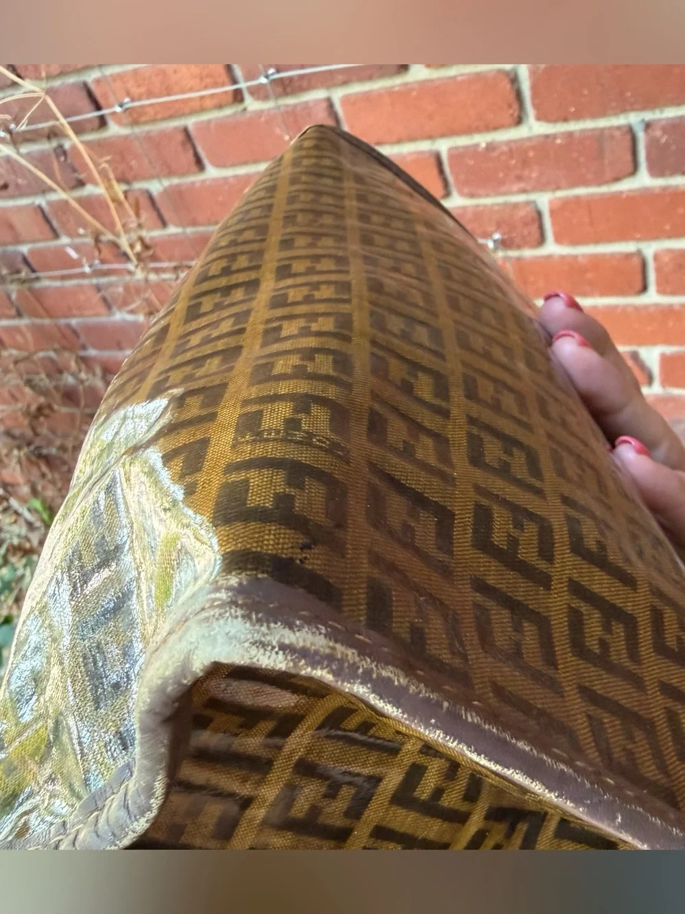 Vintage Fendi Brown Zucca Logo Clutch/Travel Pouch
